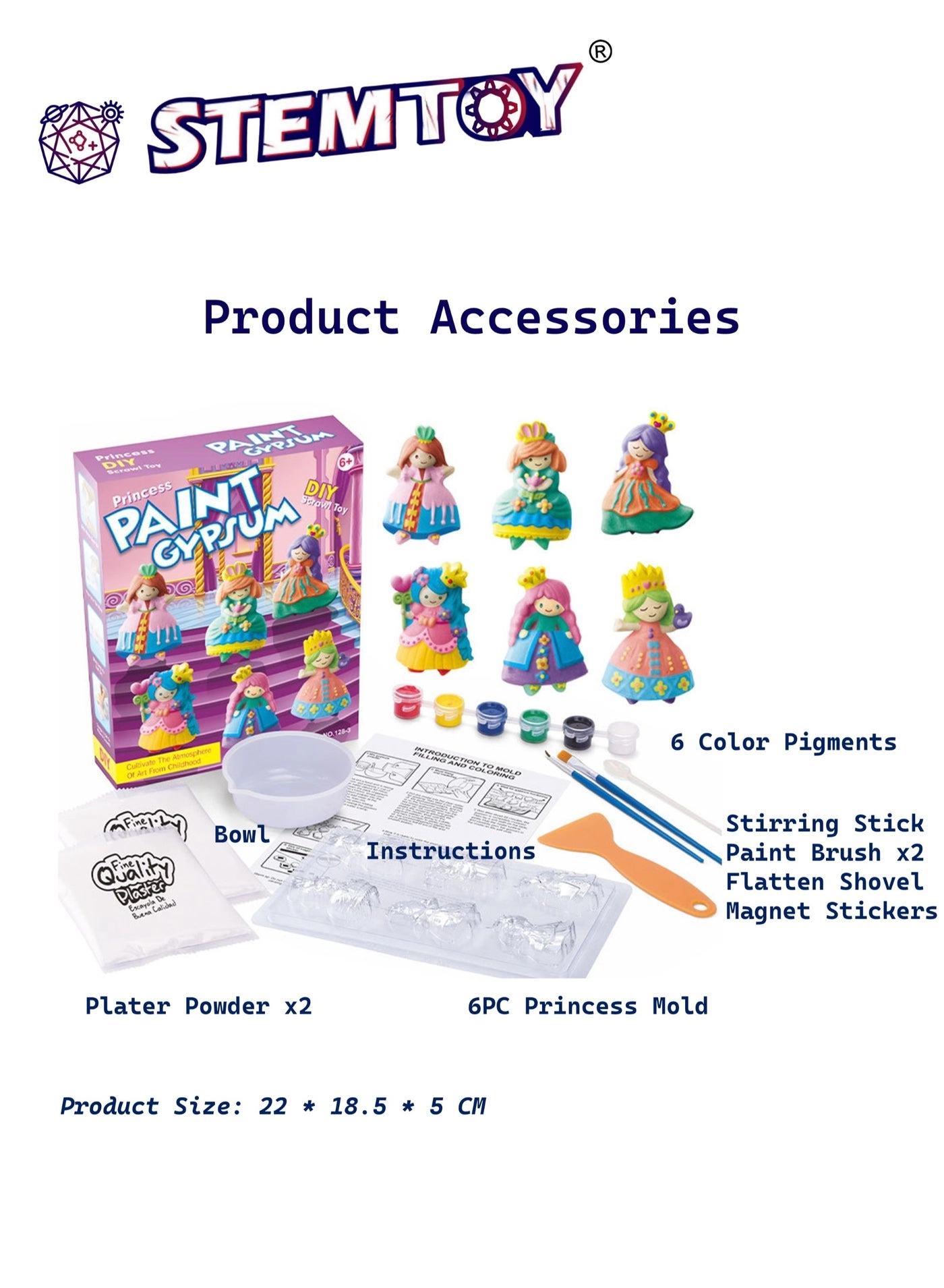 DIY Plaster Princess Painting Set - 6 Pcs