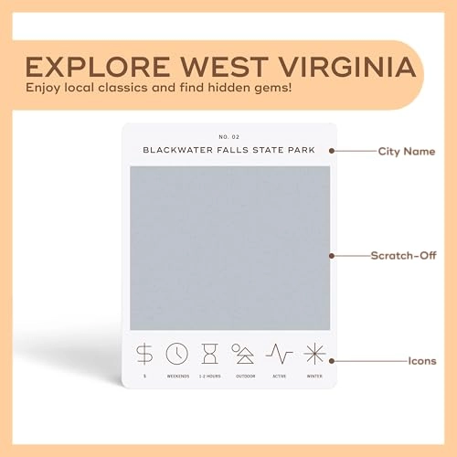 West Virginia Adventure Bucket List - 50 Scratch-Off Cards