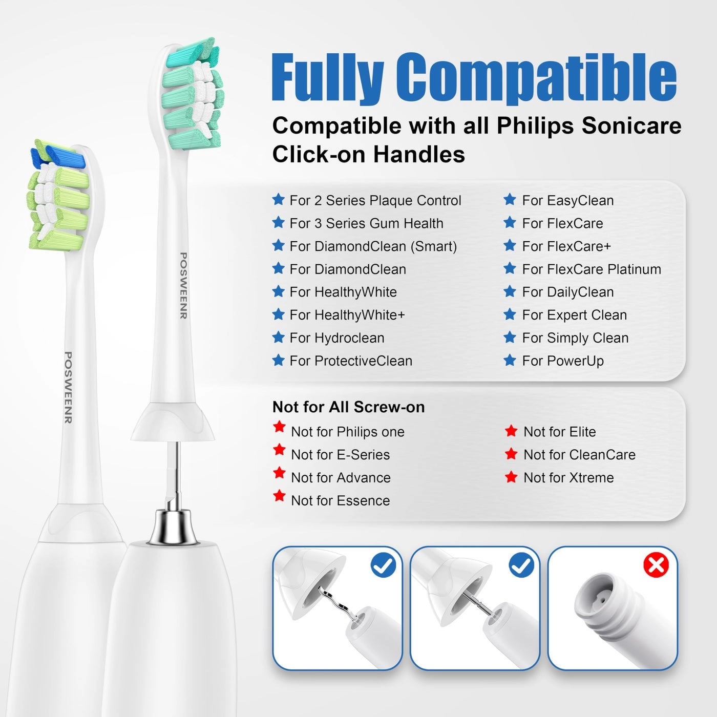 Replacement Toothbrush Heads - Electric 10 Pack Black