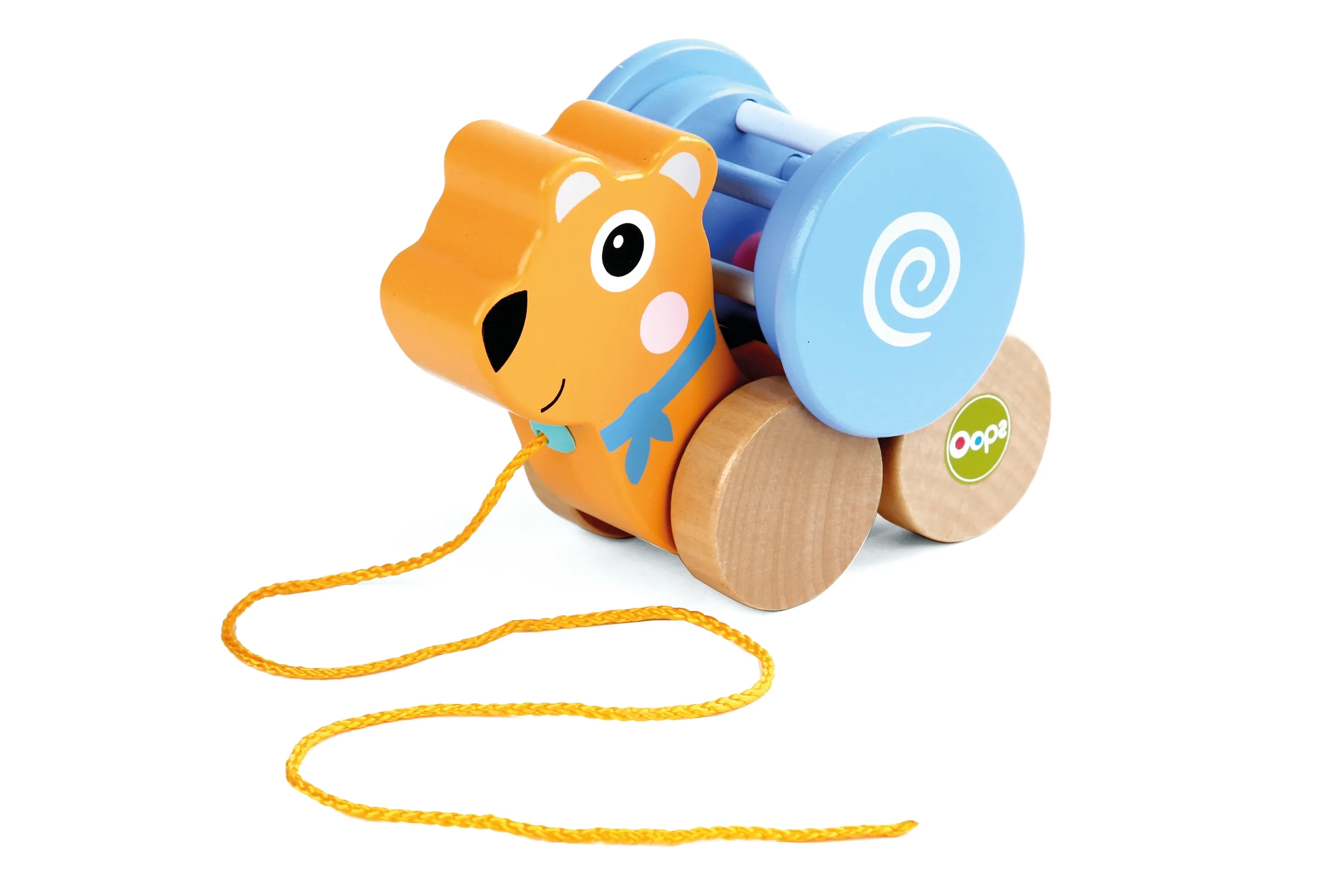 Oops Pull & Fun - Bear 4 wooden rolling wheels