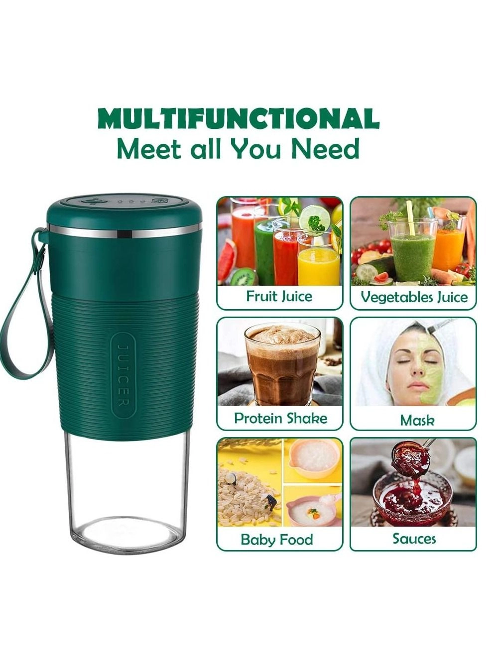 Portable Blender - USB Rechargeable 4 Stainless Steel Blades