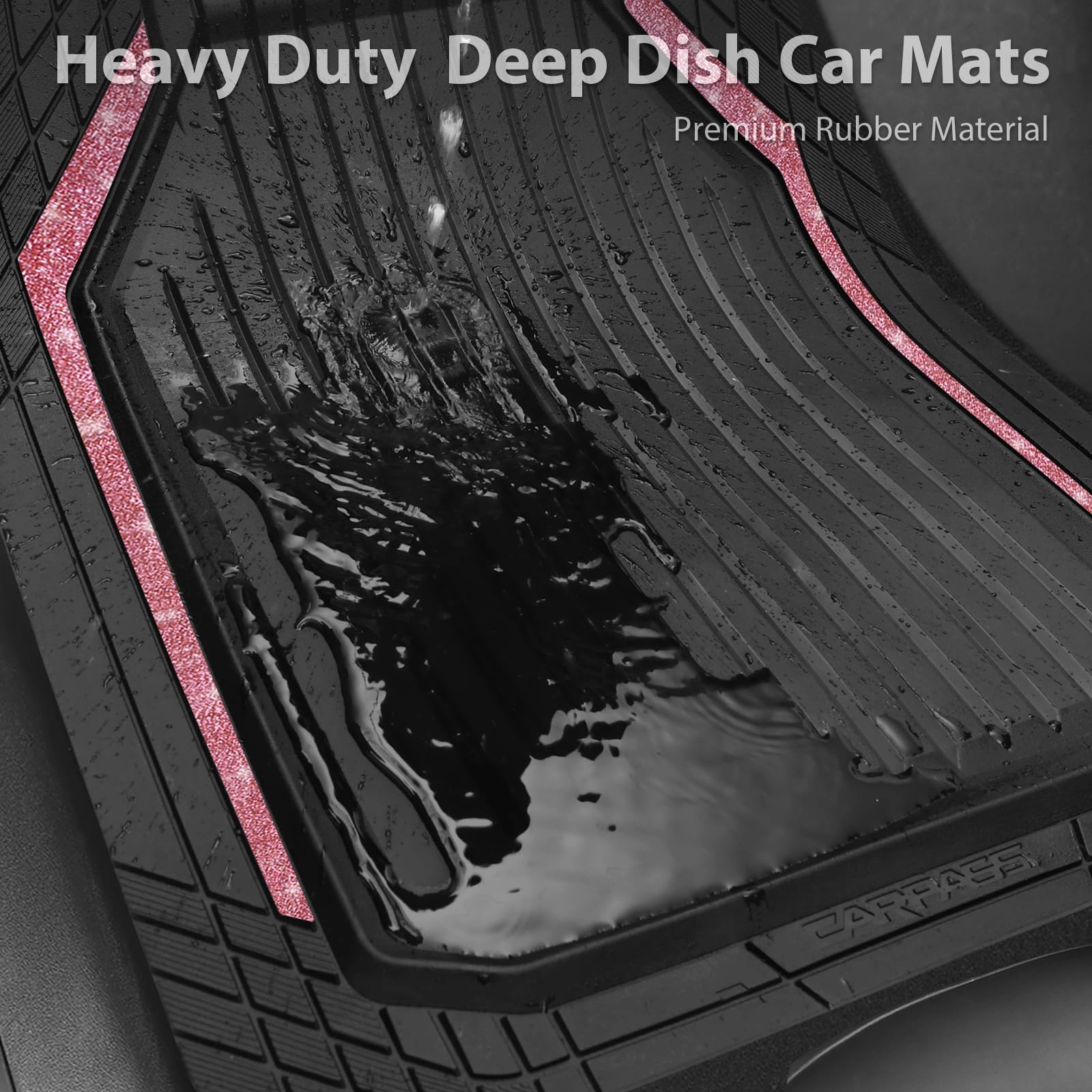 Rubber Floor Mats - Pink Universal Fit 3.0 Count