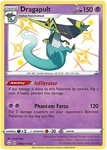 Pokémon (Near Mint) Pokemon Dragapult SV062/SV122 - English 1pcs + Toploader