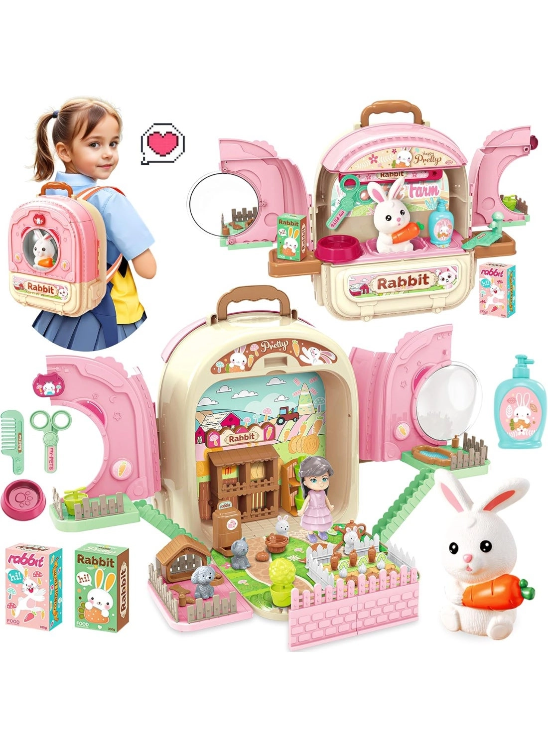 LBMT Pet Rabbit Doll - 3-in-1 Carrier Backpack