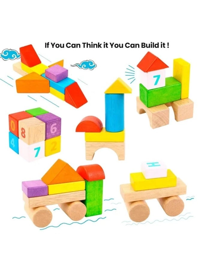ABC Wooden Building Blocks - 84 pcs