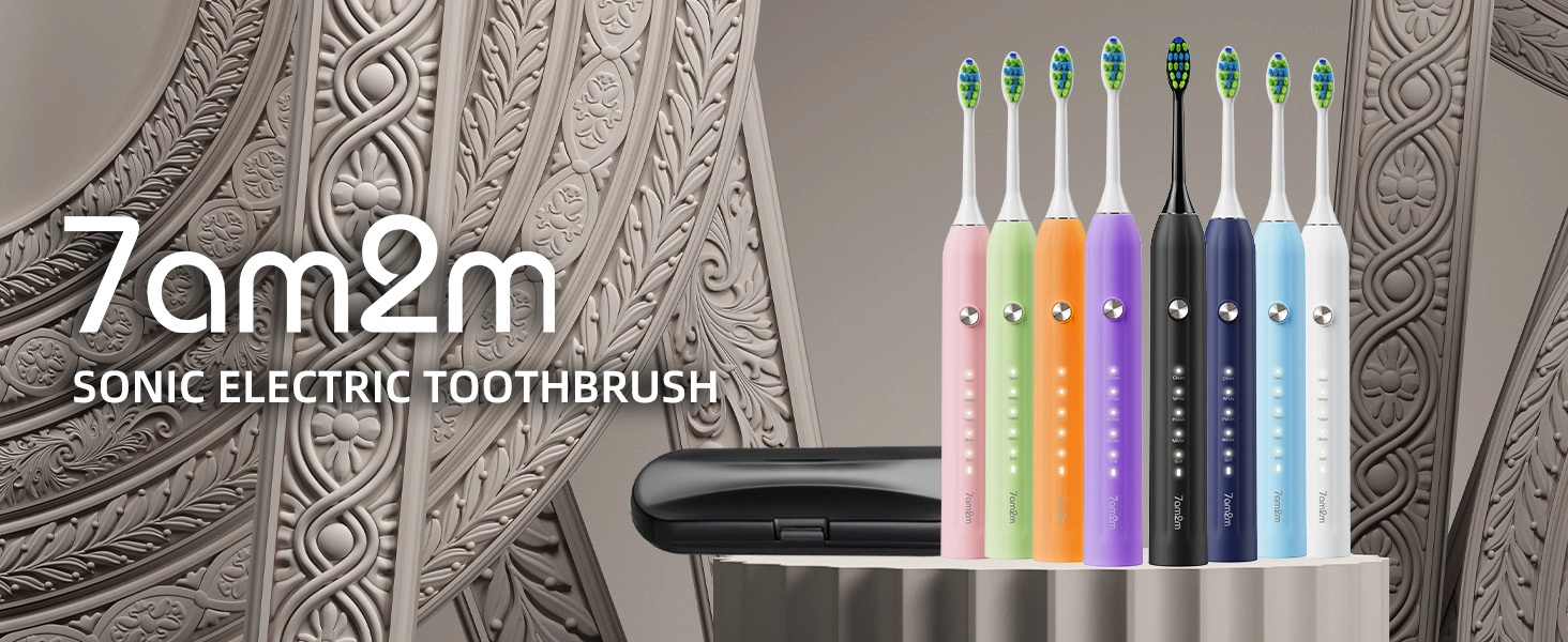 Sonic Electric Toothbrush - 8 Heads 5 Modes Midnight Black