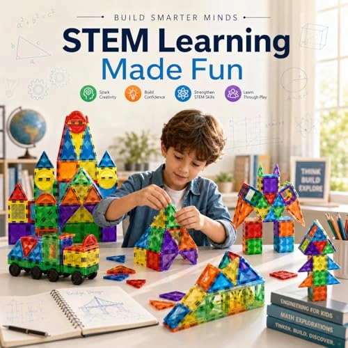 Magnetic Building Set - Castle, Train, Robot Figure, Tree, Tower / House Building/Castle 156 pcs