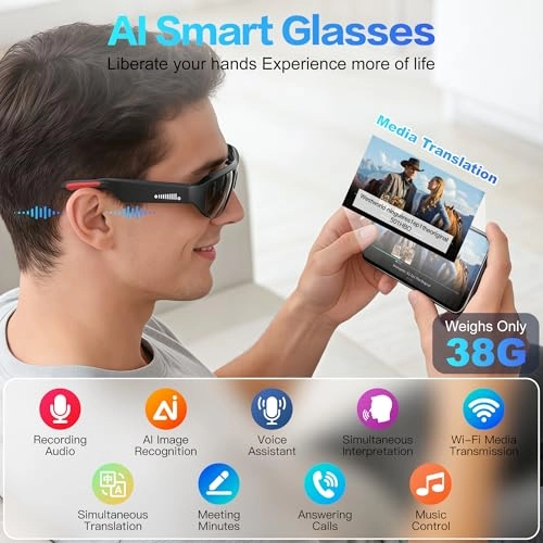 Ai Smart Glasses - Voice Real-Time Translation Music Playback