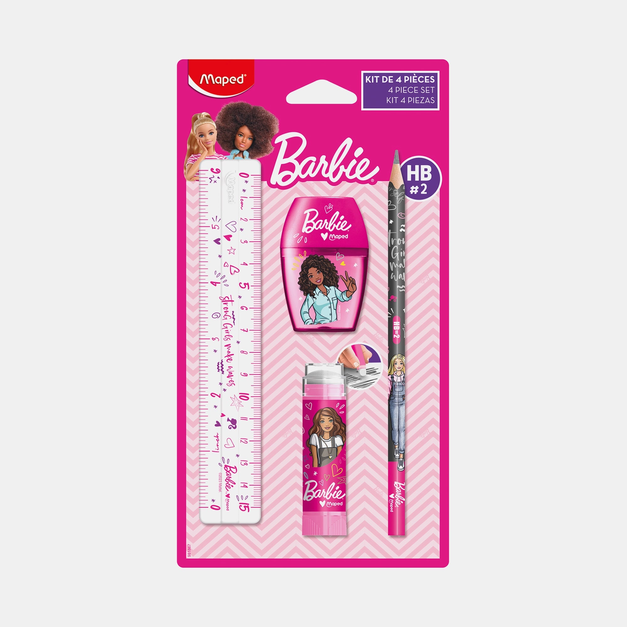 Maped Barbie Stationery Set - 4 pieces