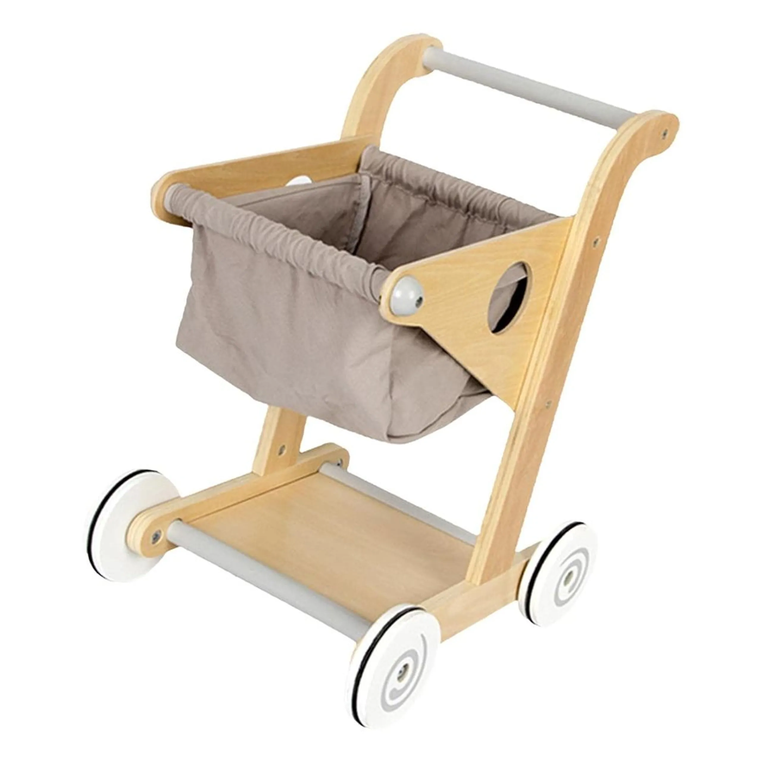 Ella Kids Wooden Shopping Trolley - Washable Cart 38 x 45 x 49 cm