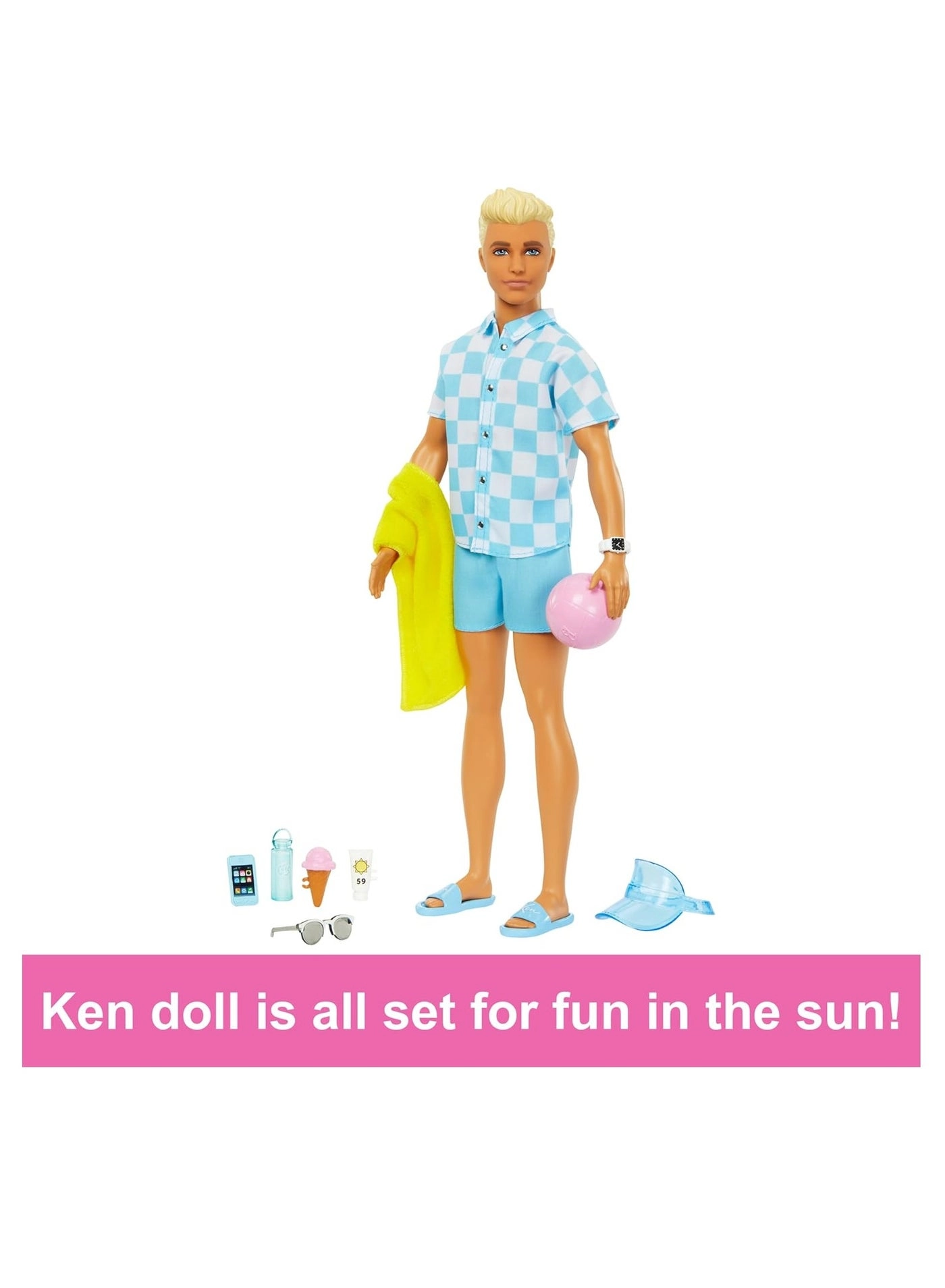 Ken Doll - Male Blonde Blue Button Down And Swim Trunks Ages 3+
