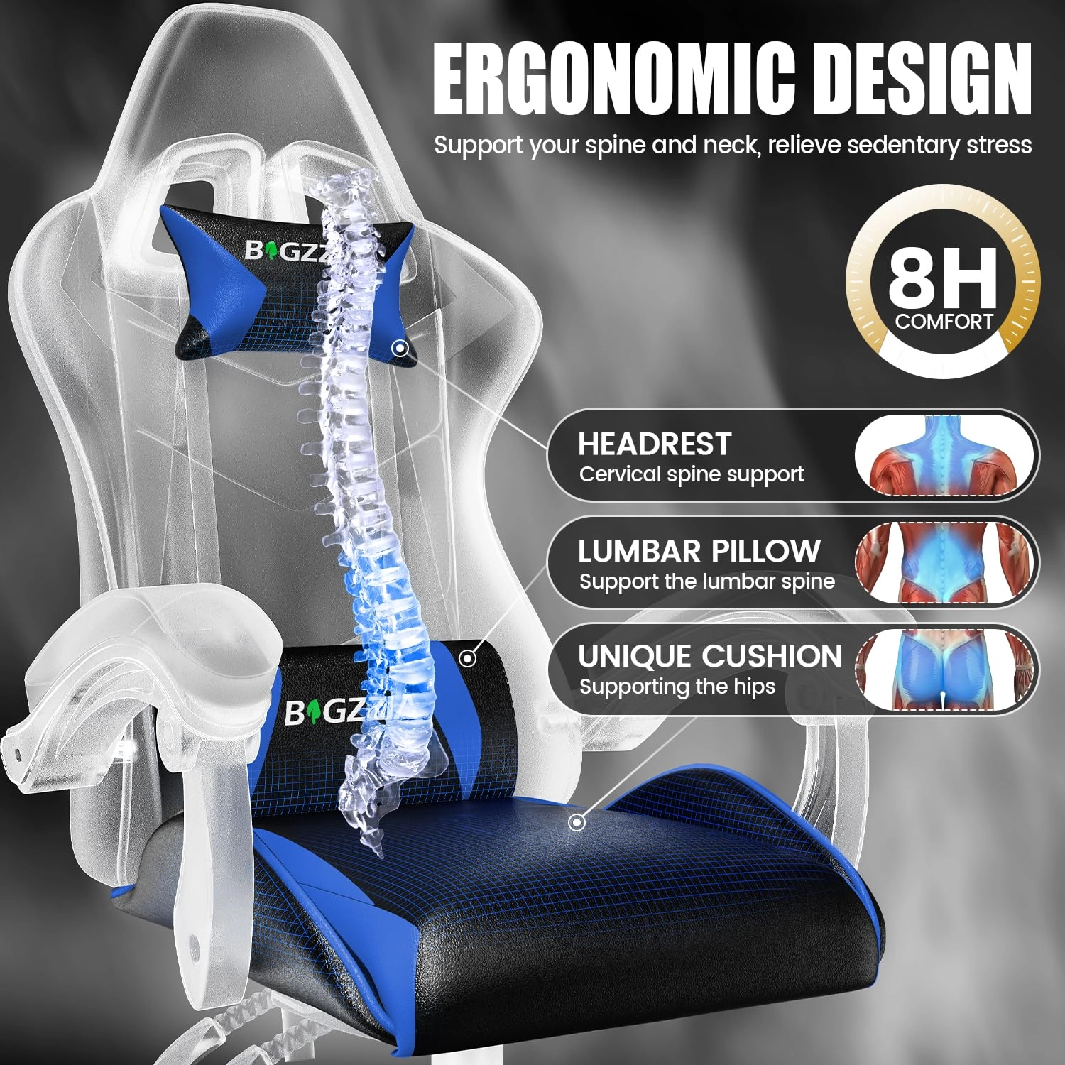 A gaming chair - Adjustable Height Reclining Feature
