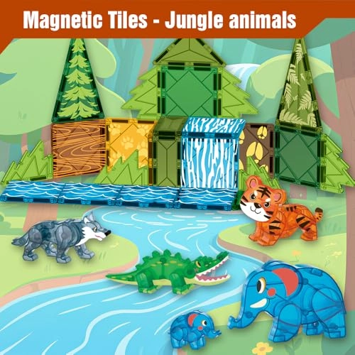 Magnetic Tiles Set Jungle Animals - 30pcs