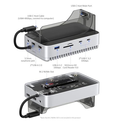 UH60 Pro - Aluminum Stand Hub Docking Station for Mac mini M4/M4 Pro