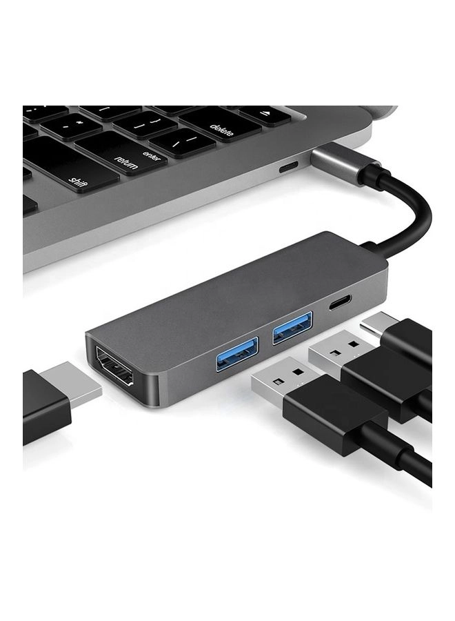 USB Type C Hub - 7 in 1 Grey