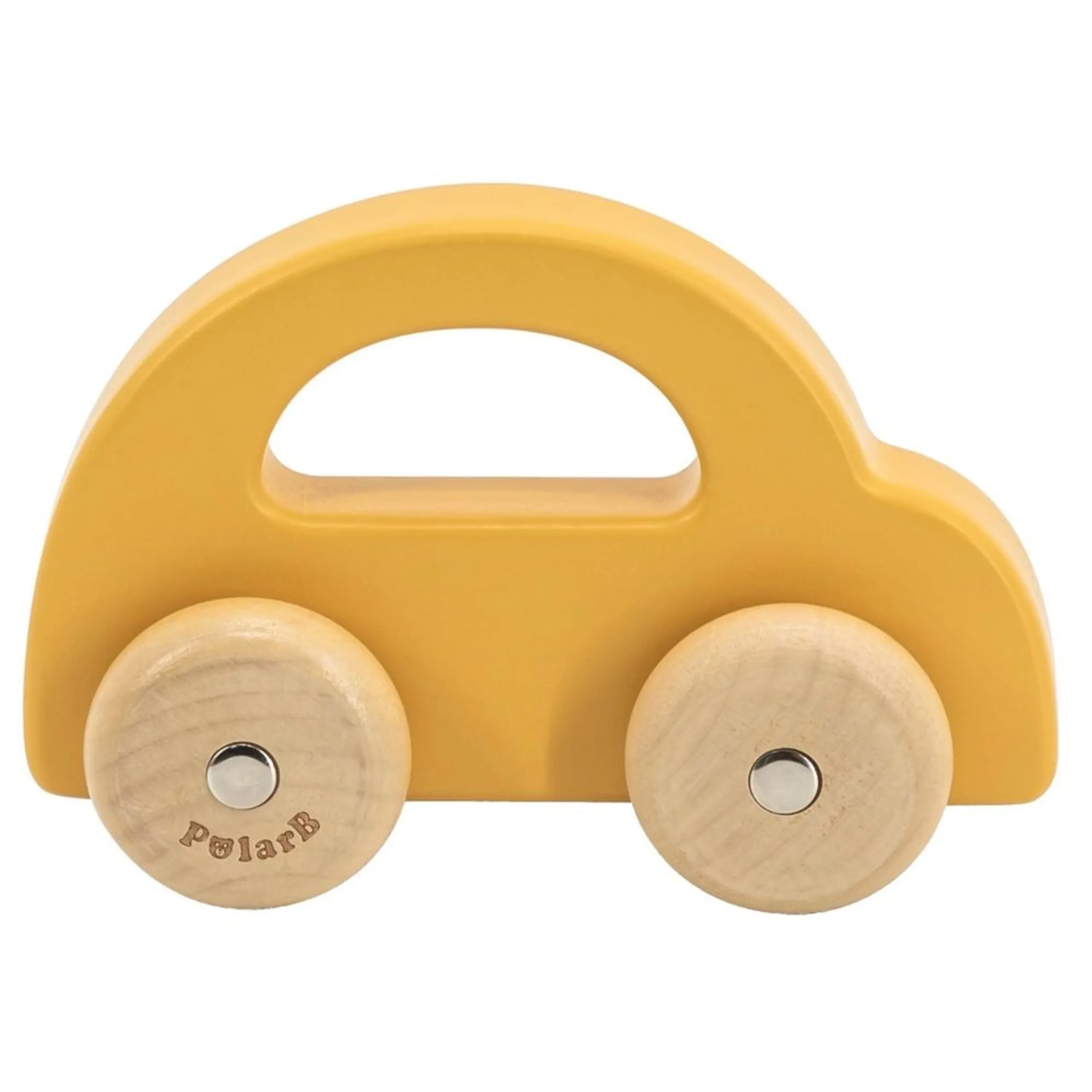 PolarB Wooden Car Push and Pull Toy - Yellow 6 months and up