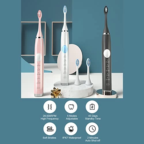 Electric Toothbrush - 4 Brush Heads USB Charging 5 Modes