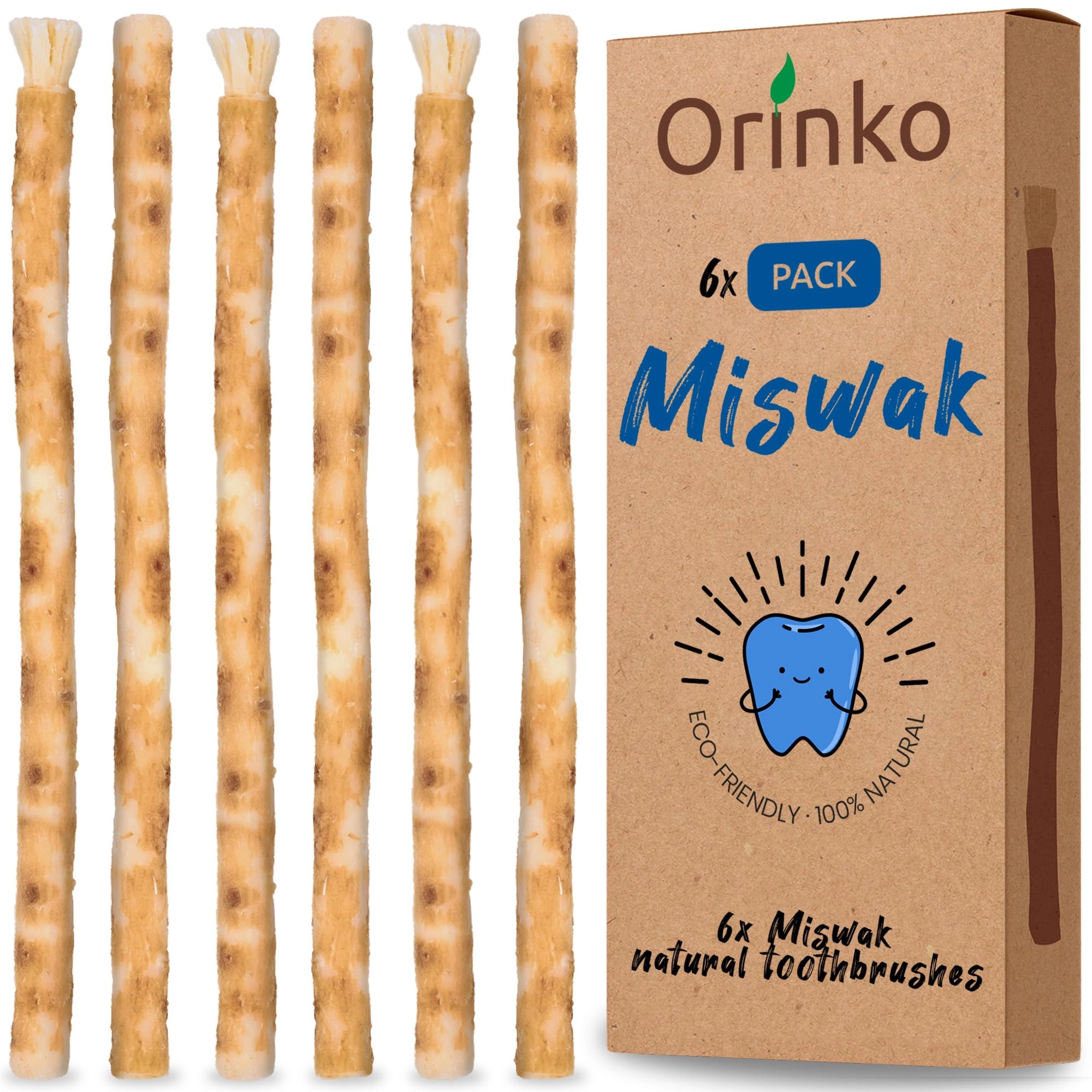 orinko Miswak Stick - 6-Piece Pack Wooden