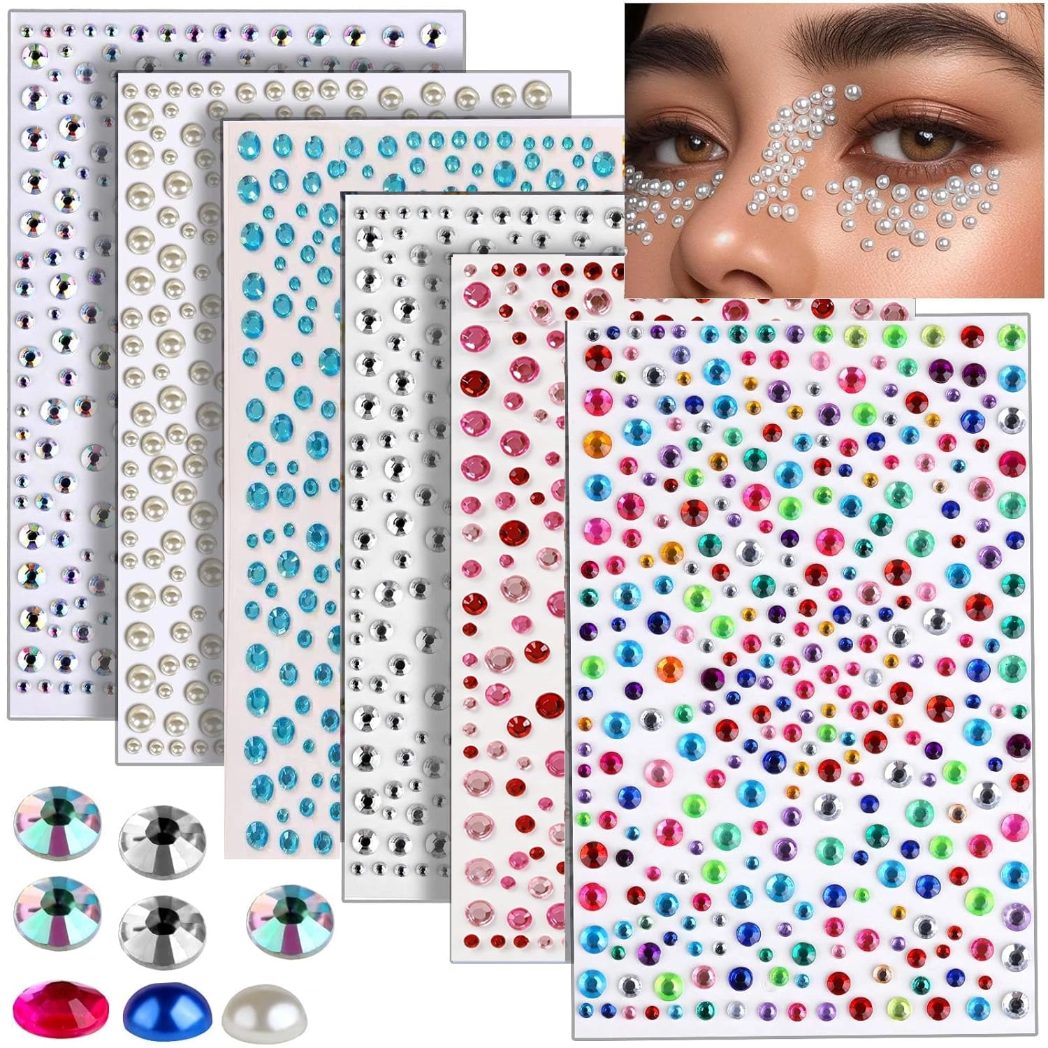 Amzboen Rhinestone Acrylic Face Jewellery