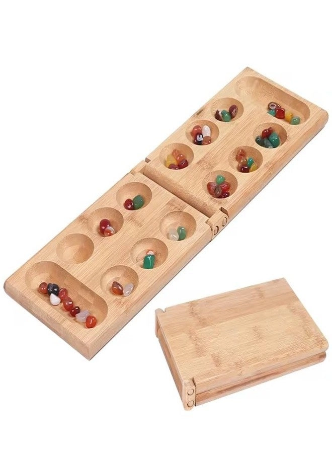 TOYARTSY Mancala - Wooden Foldable Bamboo with Stones