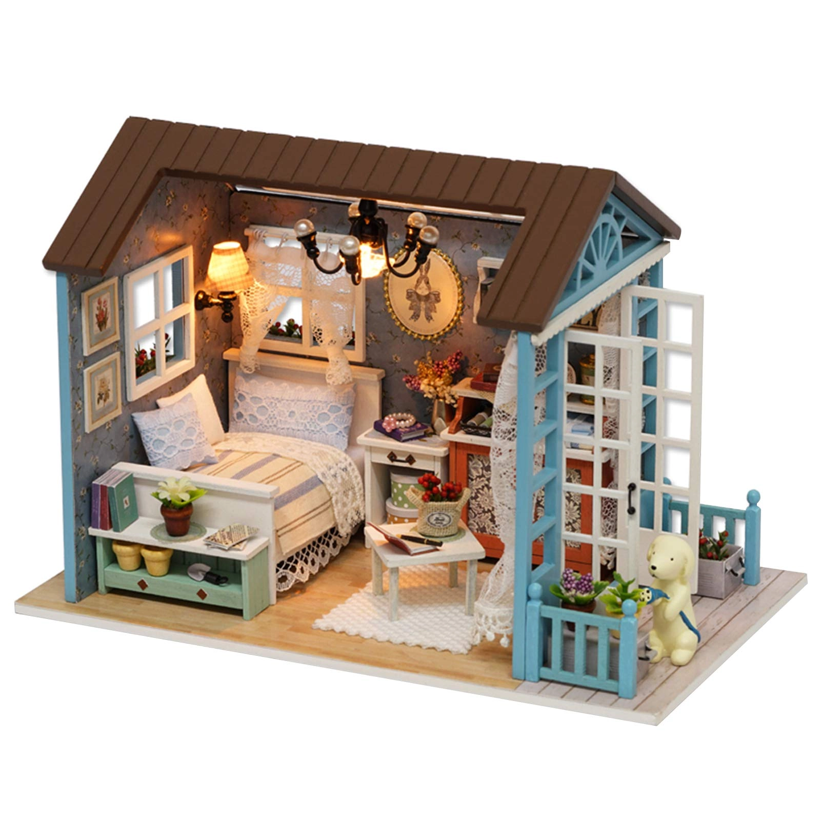 HingersYSAE-HI1226 Miniature Dollhouse - DIY Kit with LED Lights