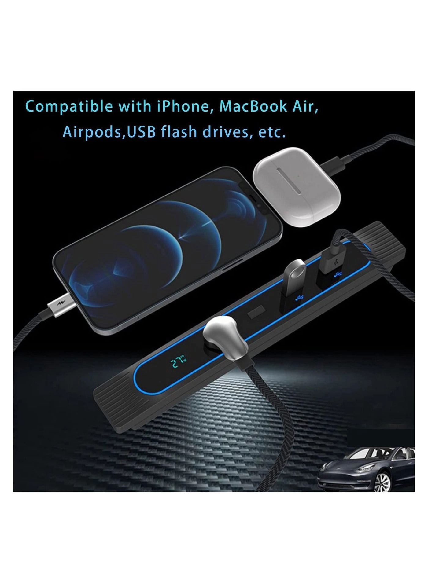 Glovebox USB Hub - 4-in-1 Model 3/Y