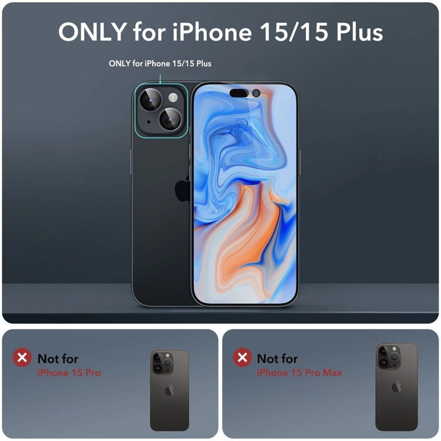 Clear Tempered Glass Camera Lens Protector for iPhone 15