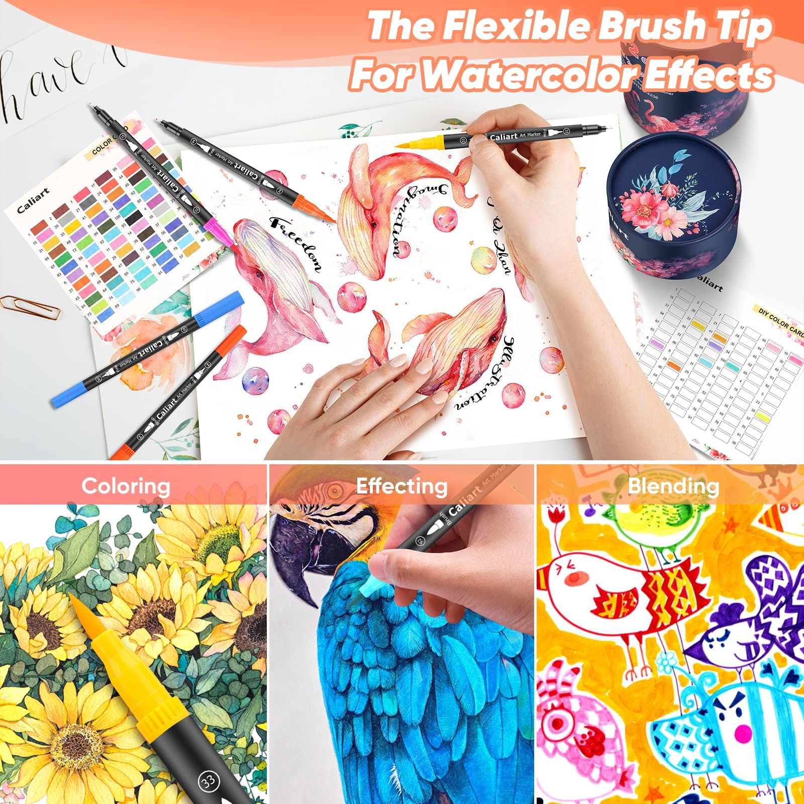 Double Tip Brush Pens - Multicolor Dual Tip