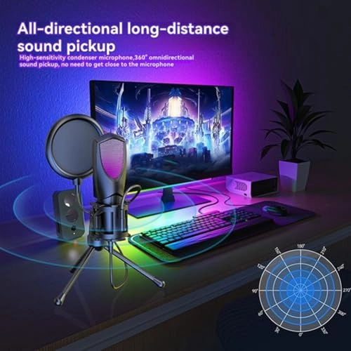 Desktop Condenser USB Microphone RGB