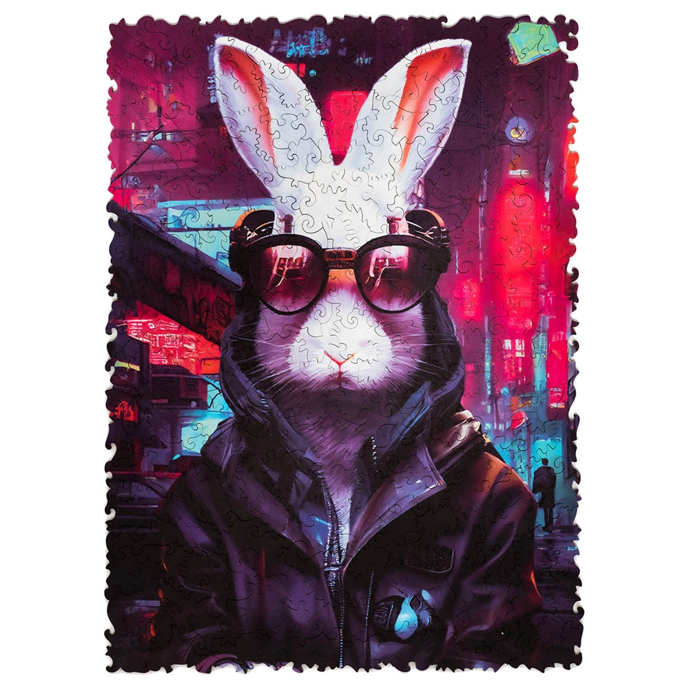 Pop Art Cyber Rabbit Wooden Puzzle (4107390-Cyber_Rabbit_250) - 250 pcs