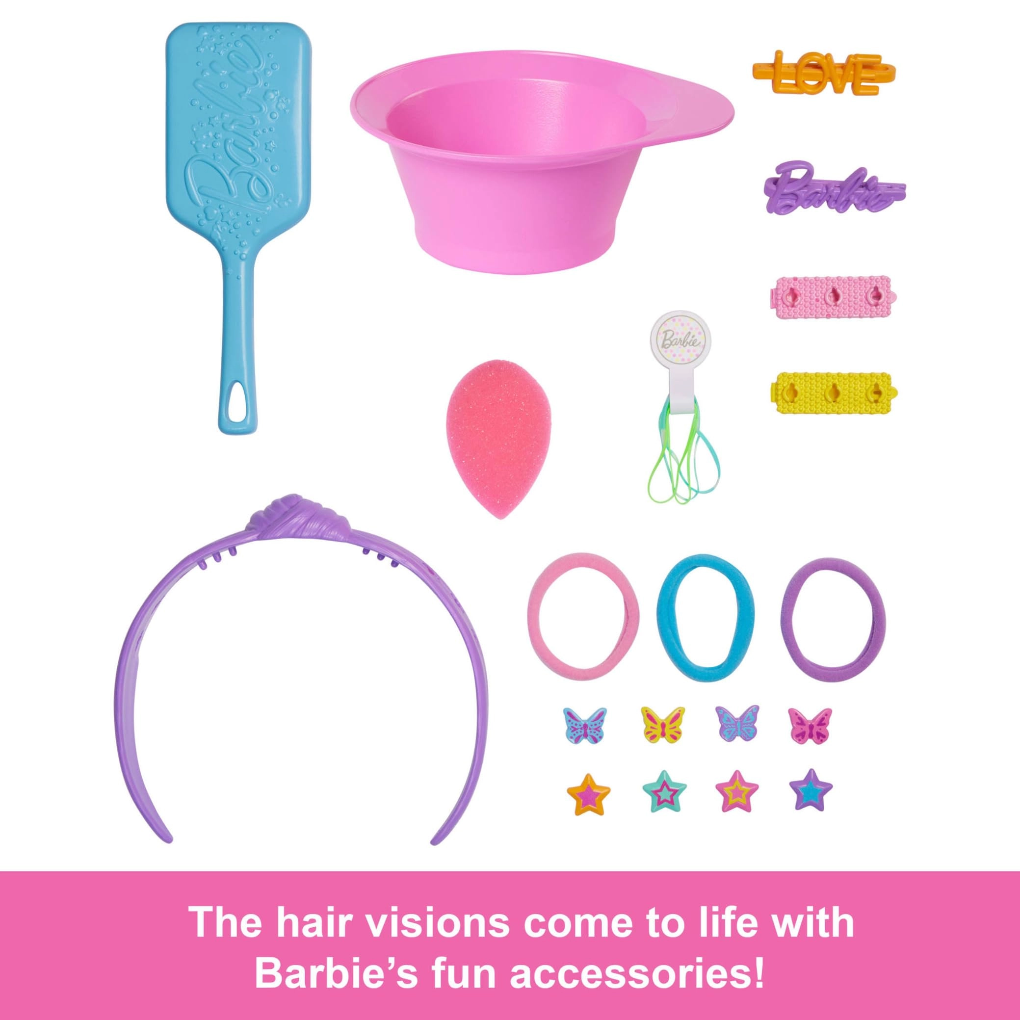 Doll Styling Head - Dark Brown Hair 20+ Hair Styling Accessories Ages 3+