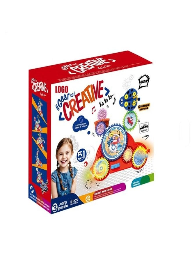 Toyrama Creative Gear Set - 5-in-1 Lights & Music Colorful Rotating Gears