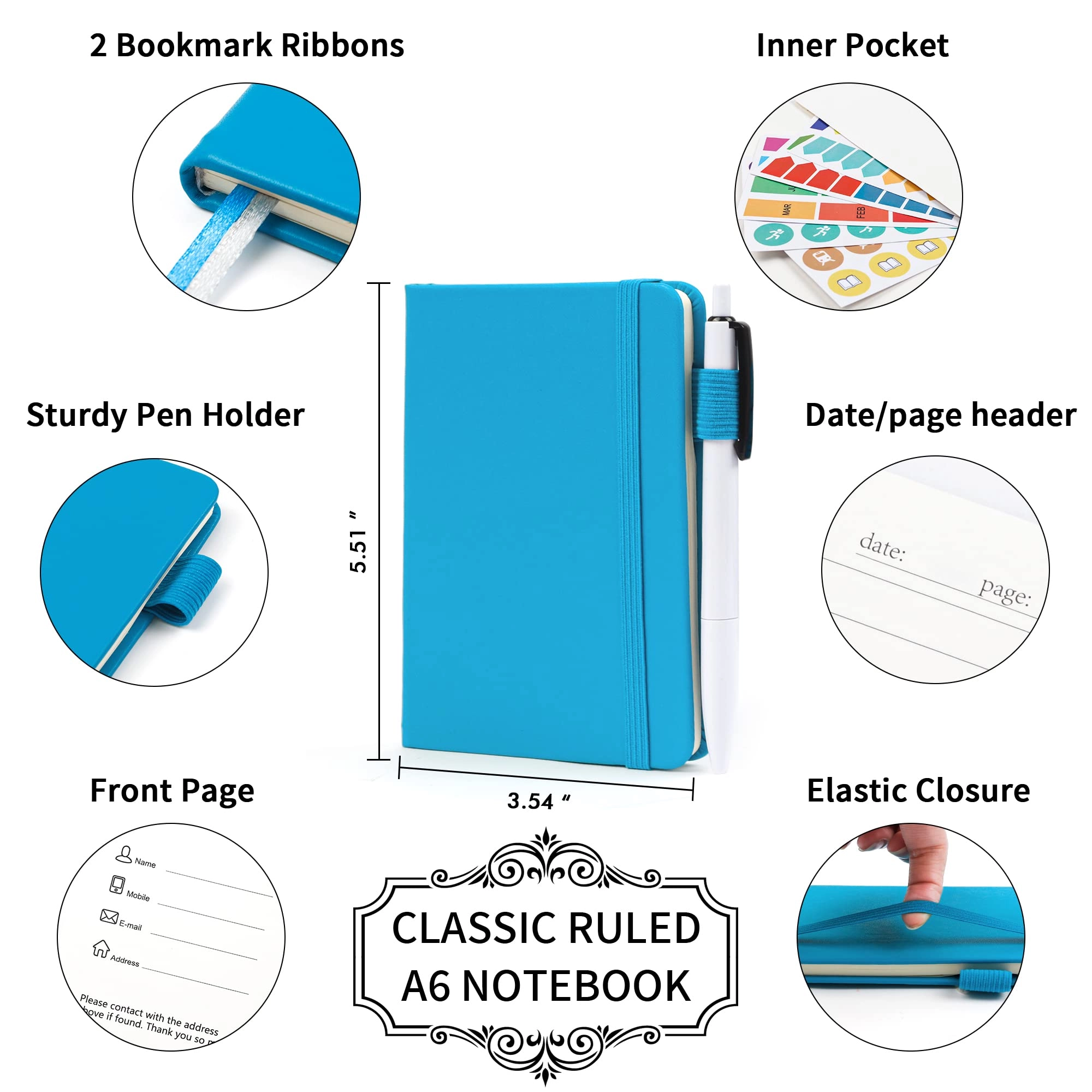 Pocket Notebook A6 Hardcover - Lined 56 Sheets
