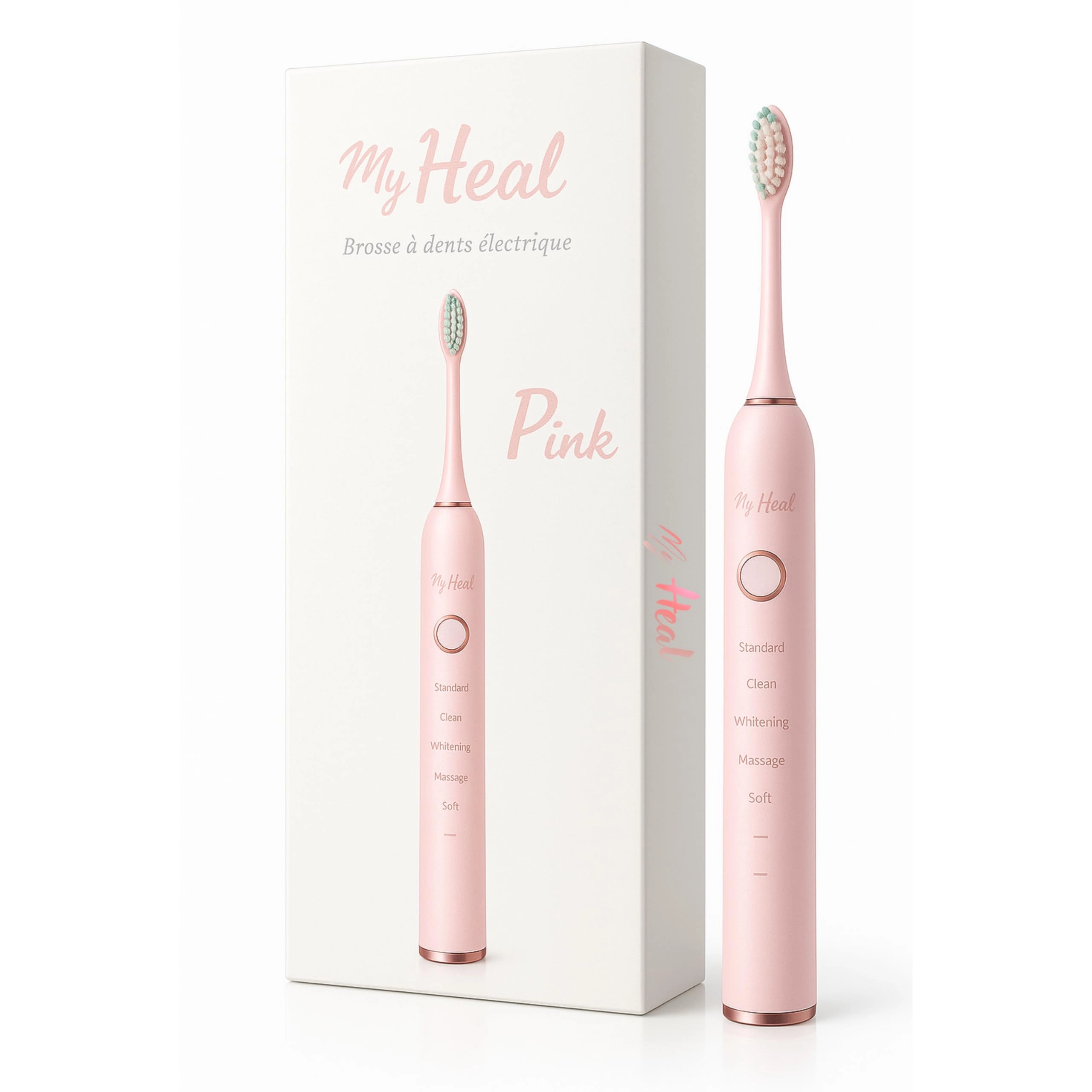 My Heal Sonic Electric Toothbrush - 3 Months Battery Life 5 Brushing Modes + Brush Heads - 2