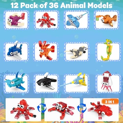Mini Building Blocks Animals - 12 pcs