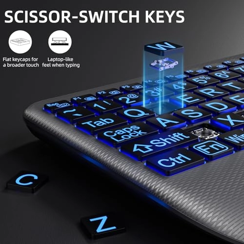 Large Print Backlit Wireless Keyboard - Wireless