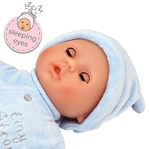 Tiny Tears Baby Soft - 38cm soft bodied sleeping eyes deluxe blue outfit Ages 10m+