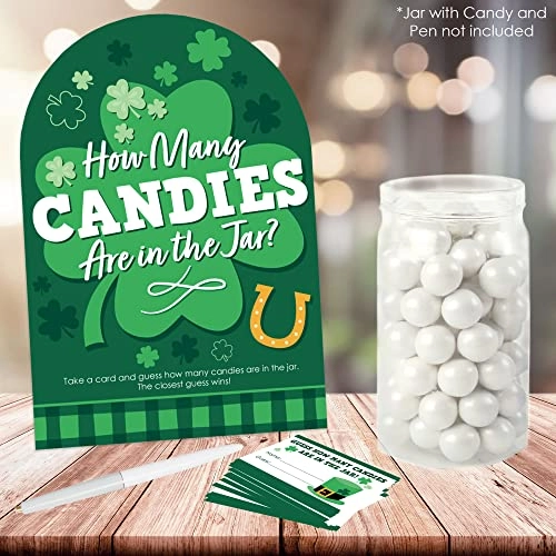 Shamrock St. Patrick's Day Candy Guessing Game - 12 years and up 1 sign with a built-in stand and 40 guessing cards