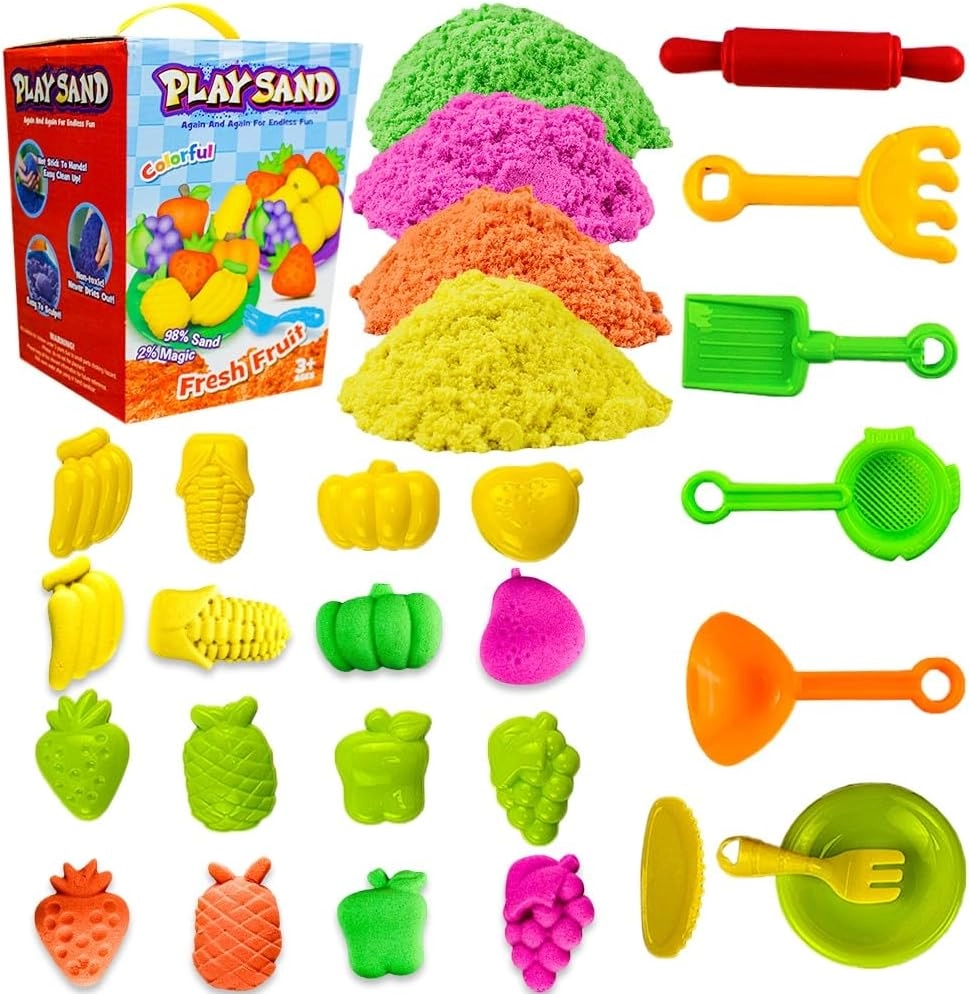 Moldable Sensory Play Sand Set - 750g Pack of 4 Colors