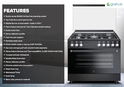 Stylish GGR951F1BS1 GAS Cooker