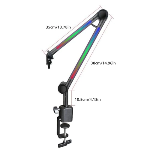 LED Microphone Arm Stand - Adjustable Boom 180Rotatable LED Lighting