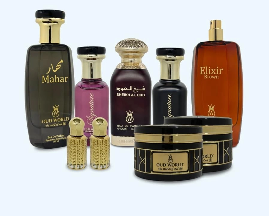 OUD WORLD Mahar + Sheikh Al Oud + Elixir Brown + Signature + Oud Cream + Attar Oils - 100ml Eau de Parfum