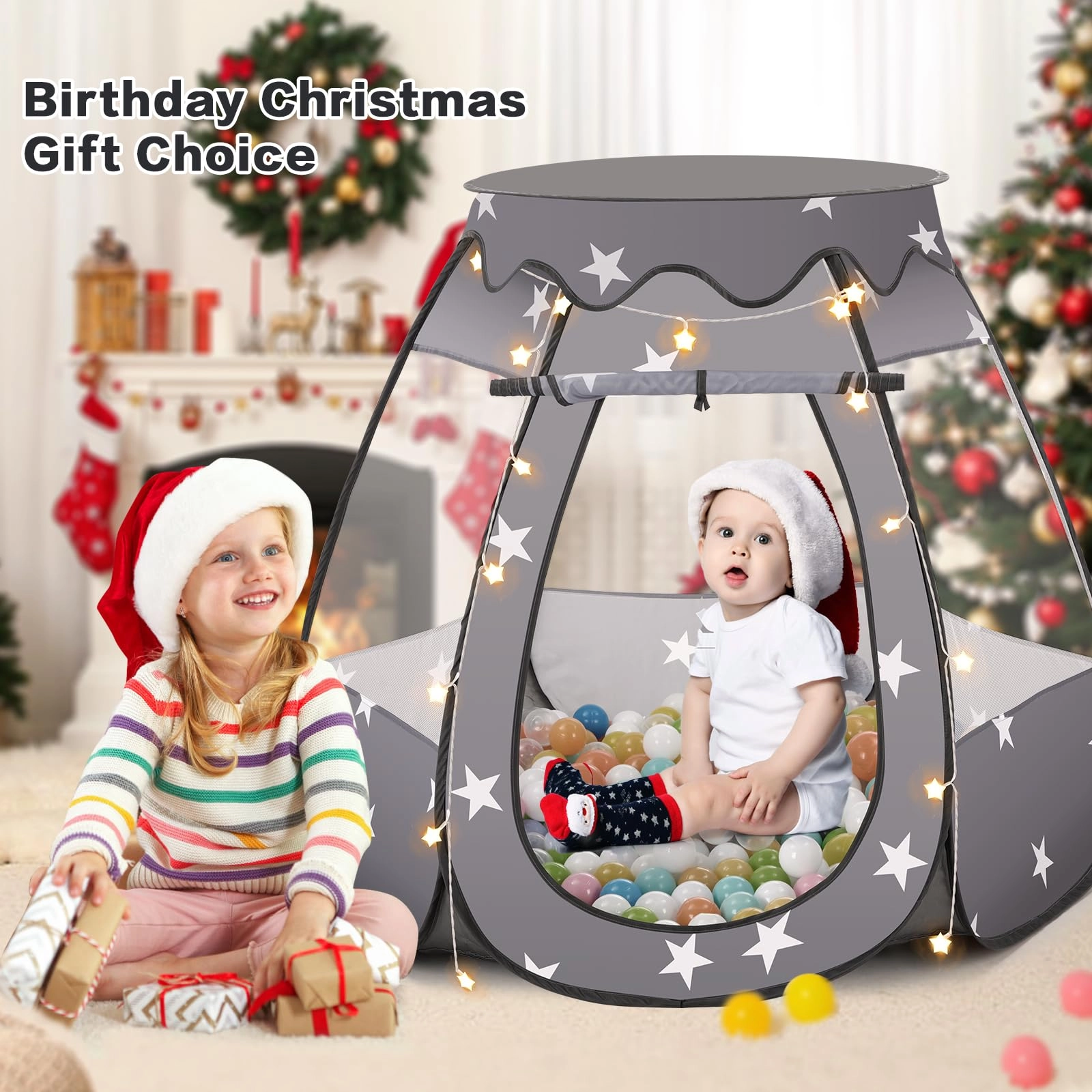 Pop Up Princess Play Tent - 43 inches L x 43 inches W x 36 inches H Black