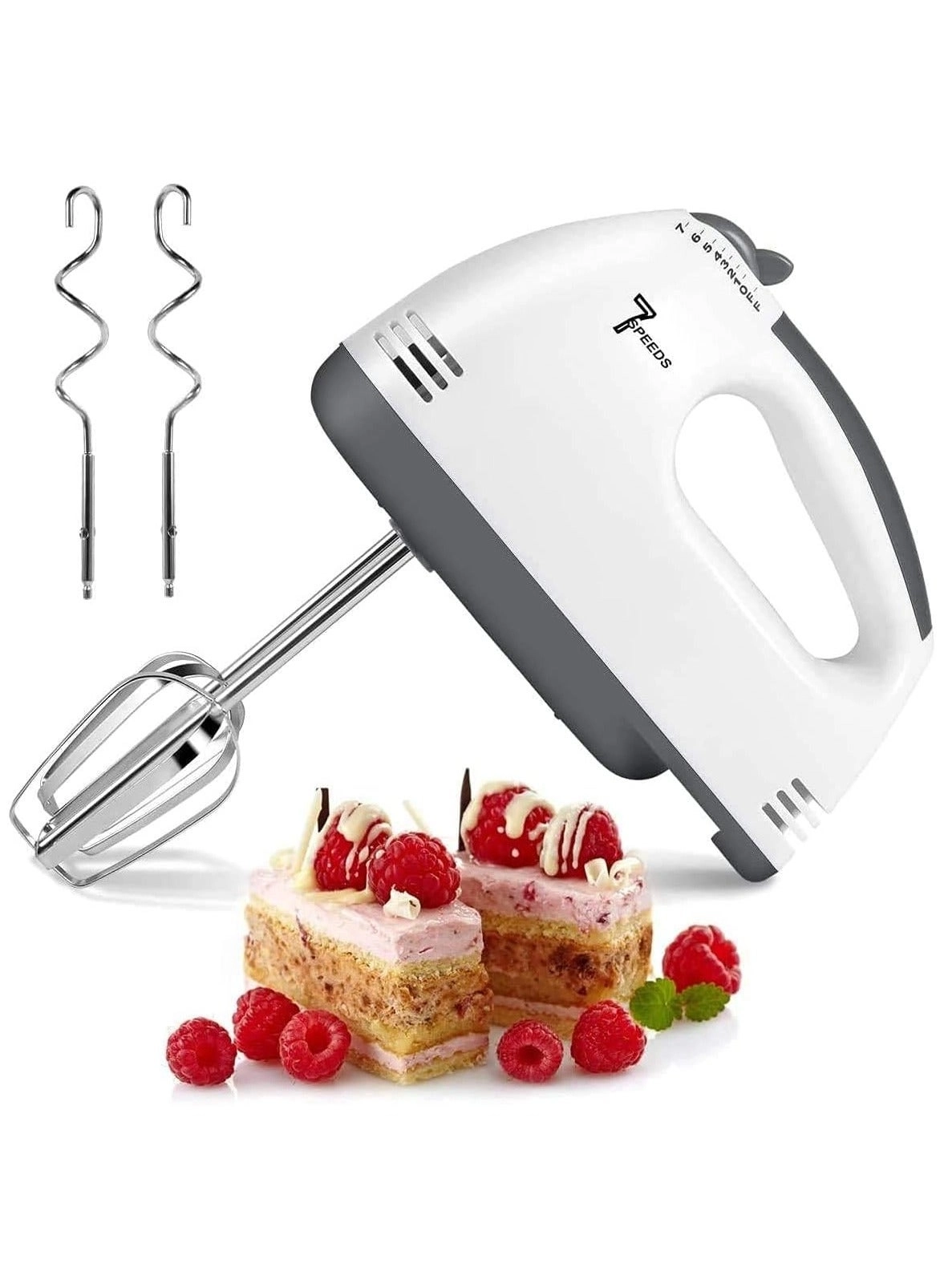LIXES Hand Mixer - 7-Speed 4 Stainless Steel Beaters