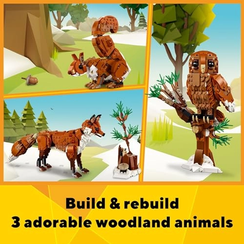 Creator 3in1 Forest Animals - Red Fox Owl Squirrel