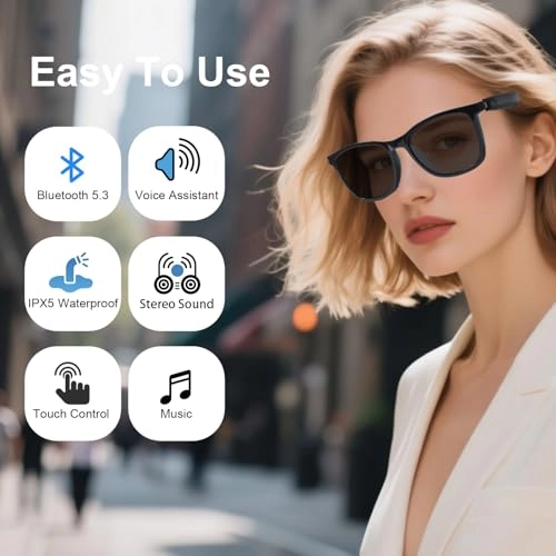 Smart Bluetooth Audio Glasses - Dual Speaker Open Ear