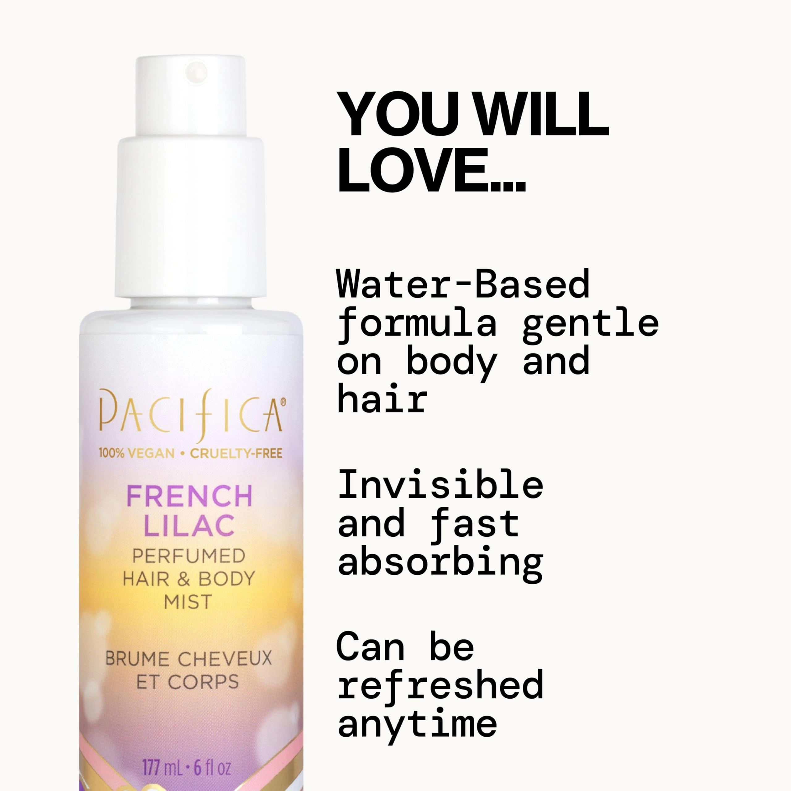 Perfumed Hair & Body Mist - 177 Milliliters French Lilac