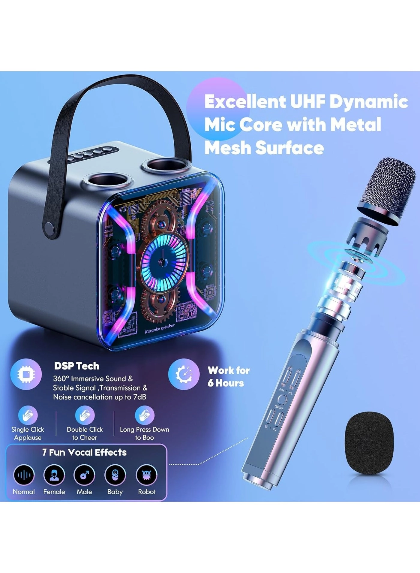 Portable Bluetooth Speaker PA System - 2 Wireless Microphones