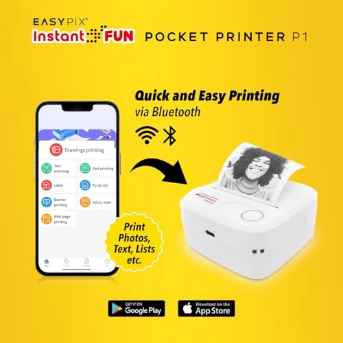 InstantFUN Pocket Printer P1 - Black and White Thermal Printing Portable
