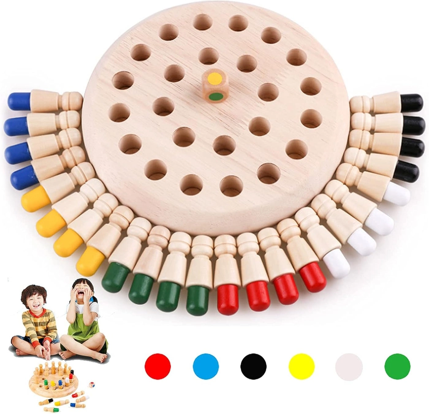 klarako Matchstick Chess - Wooden Memory Match Organizer Storage Bag